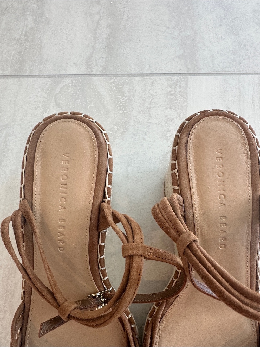 Veronica Beard Brown Suede Espadrille Wedge Sandals - 8 - Picture 2 of 4